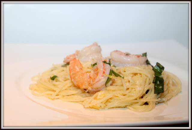 Capelli d'angelo citron-parmesan-crevettes Cinq Fourchettes