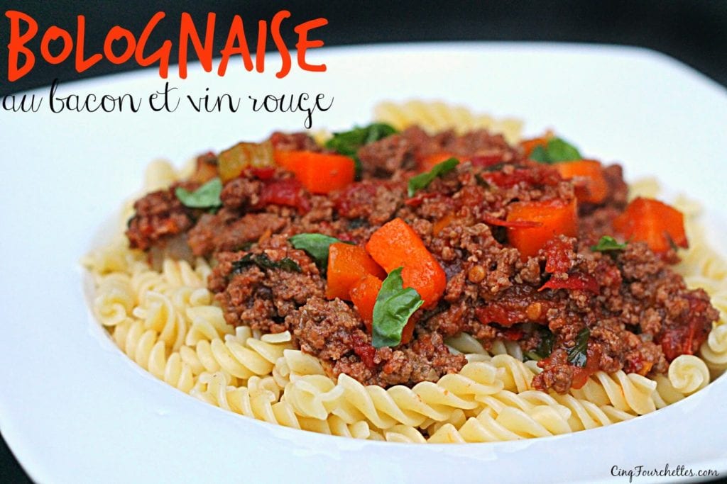 Sauce bolognaise au bacon et Shiraz Cinq Fourchettes