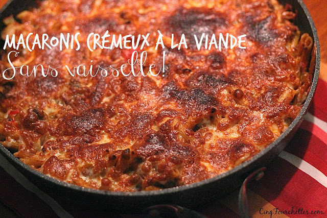 One pot pasta macaroni crémeux à la viande Cinq Fourchettes
