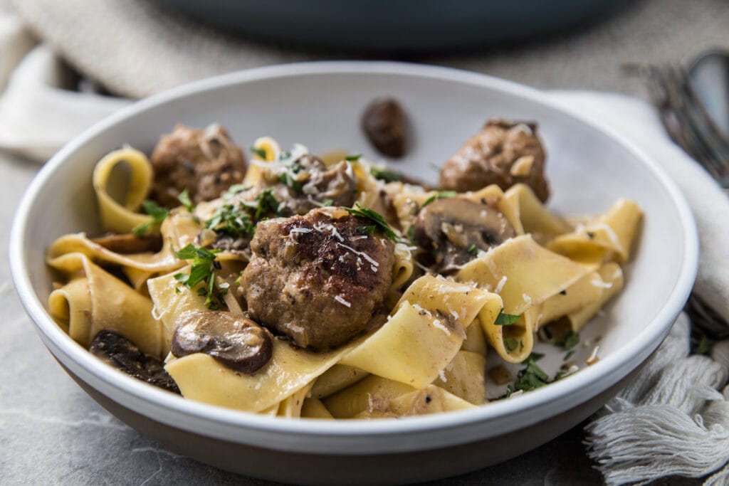 veau boulettes au marsala recette pâtes Cinq Fourchettes