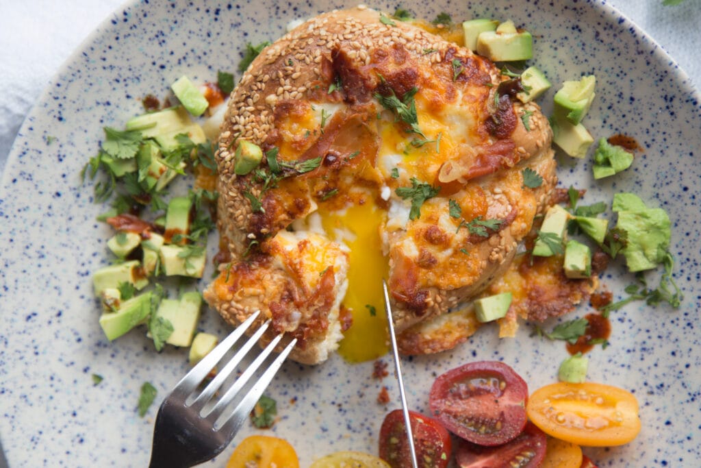 bagel tout garni oeufs gratine recette Cinq fourchettes airfryer