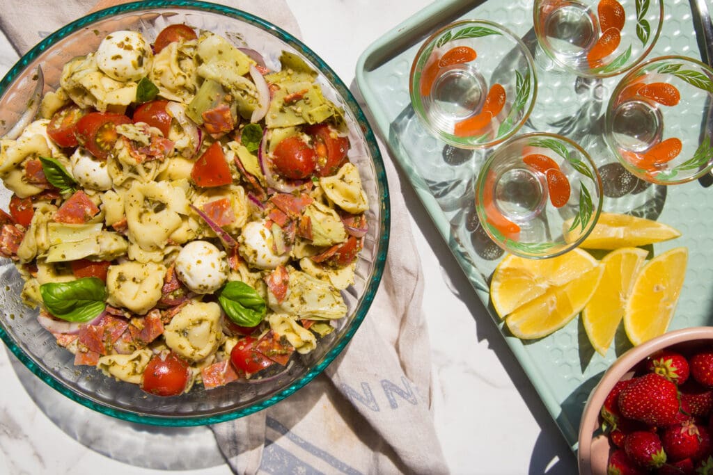 Salade tortellinis salad bocconcini chorizo recette recipe Cinq Fourchettes
