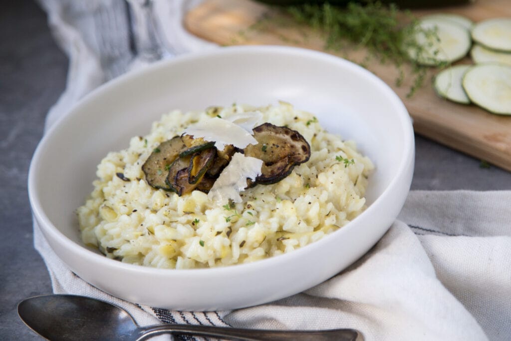 risotto aux courgettes zucchinis recette recipe Cinq fourchettes
