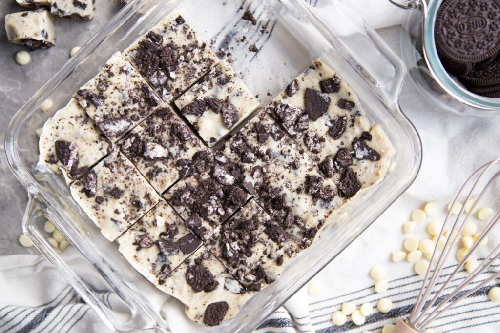 Fudge aux biscuits Oreo cookie recette recipe Cinq Fourchettes