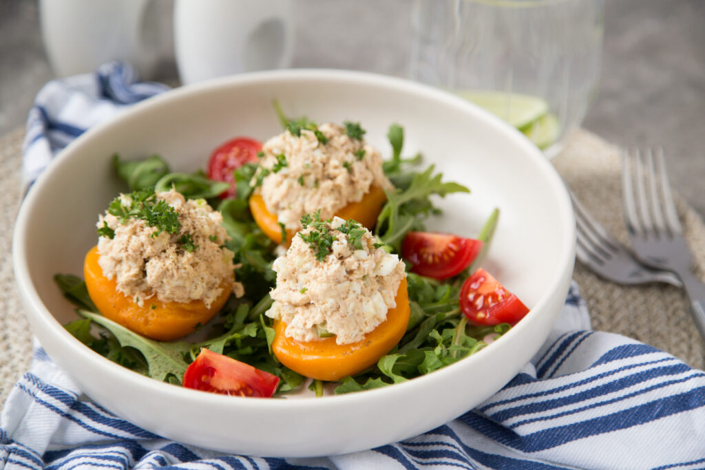 pêches au thon recette recipe tuna peach Cinq Fourchettes